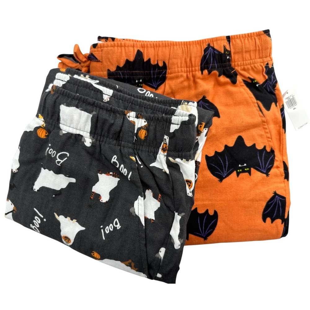 Old Navy Halloween PJ Pants PAIR of 2 Cotton Flannel Drawstring Waist Men's XXL